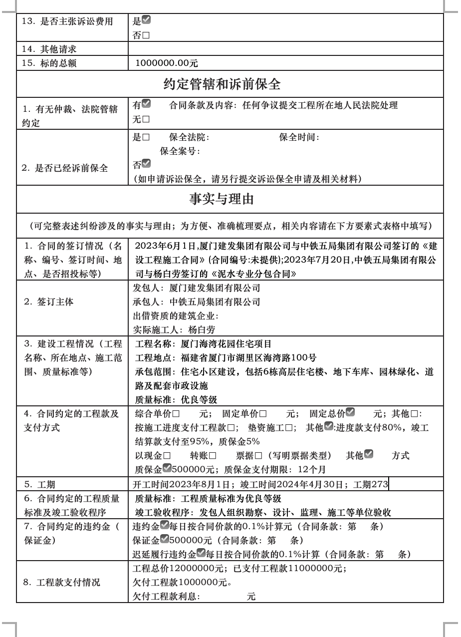 建设工程纠纷-要素式起诉状 - 第4页
